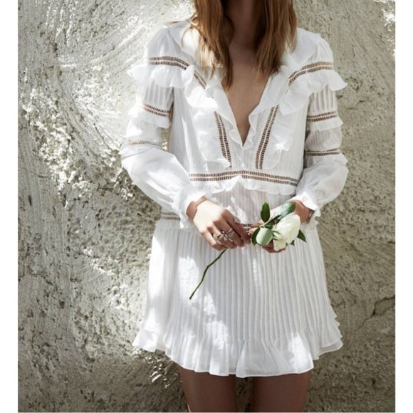 For Love And Lemons Dresses & Skirts - NWT For Love and Lemons Ziggy Pintuck Dress in White